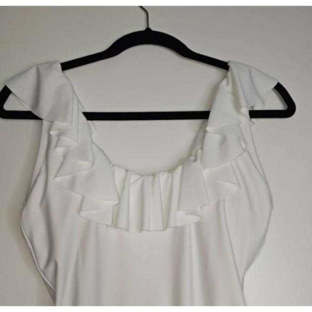 NWT J.Crew White Scoopback Swimsuit Ruffled Open Back Style 4 - Picture 7 of 12